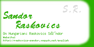 sandor raskovics business card